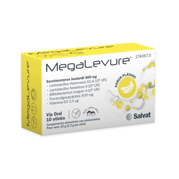 MEGALEVURE SABOR PLÁTANO 10 STICKS