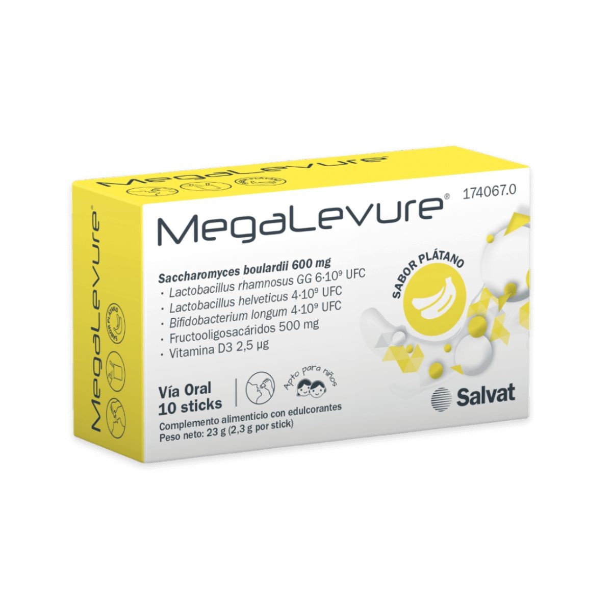 MEGALEVURE SABOR PLÁTANO 10 STICKS