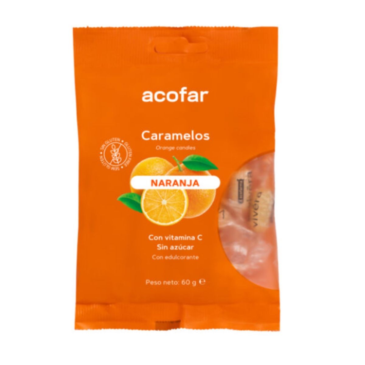 ACOFARSWEET CARAMELOS NARANJA S/A BOLSA 60G