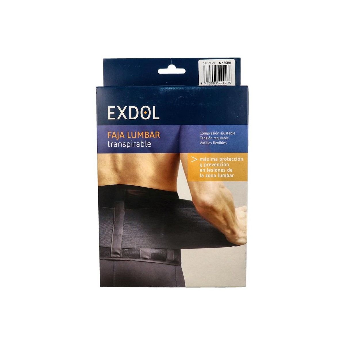 FAJA NOSA EXDOL LUMB ELAST VELCRO T/P -82 CM NEGRO